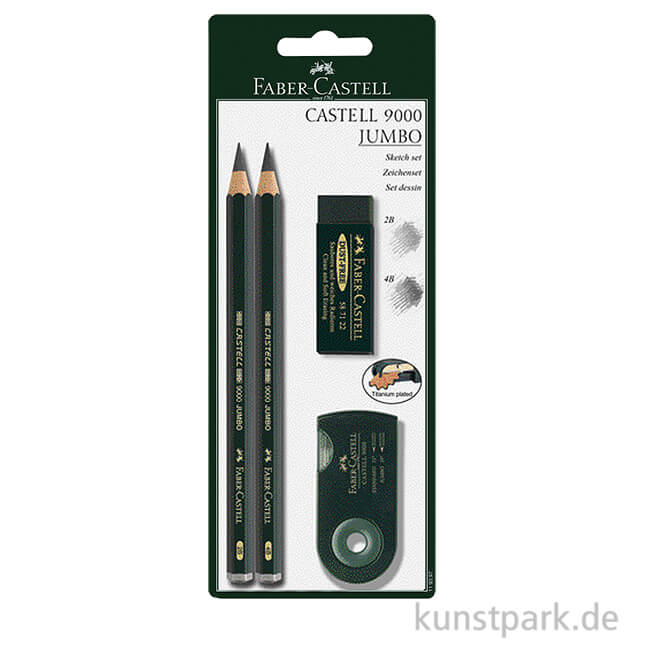 Artikelbild 1 des Artikels “Faber-Castell 9000 Jumbo, 2 Bleistifte mit Anspitzer und Radierer “