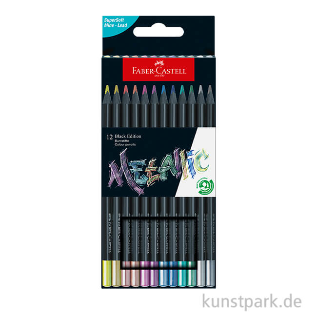 Artikelbild 1 des Artikels “Faber-Castell Buntstifte Black Edition Metallic, 12er Kartonetui “