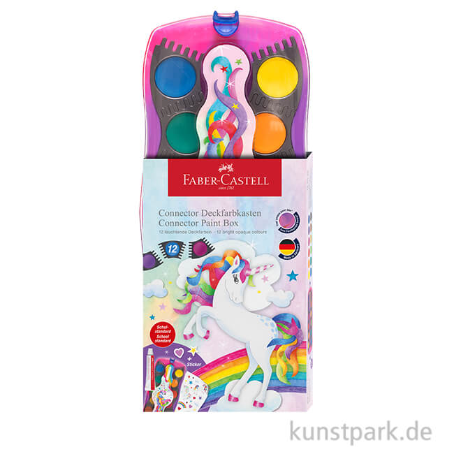 Artikelbild 1 des Artikels “Faber-Castell CONNECTOR Farbkasten, 12 Farben mit Deckweiß, Einhorn “