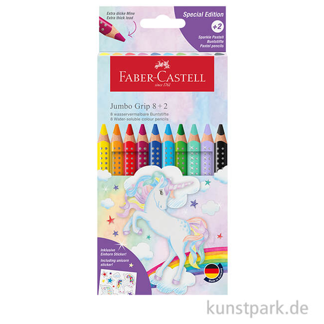 Artikelbild 1 des Artikels “Faber-Castell JUMBO Grip Buntstifte, 8+2 Kartonetui, Einhorn “