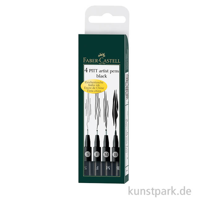 Artikelbild 1 des Artikels “Faber-Castell PITT Artist Pen Tuschestifte - 4er Set schwarz, B+F+M+S “