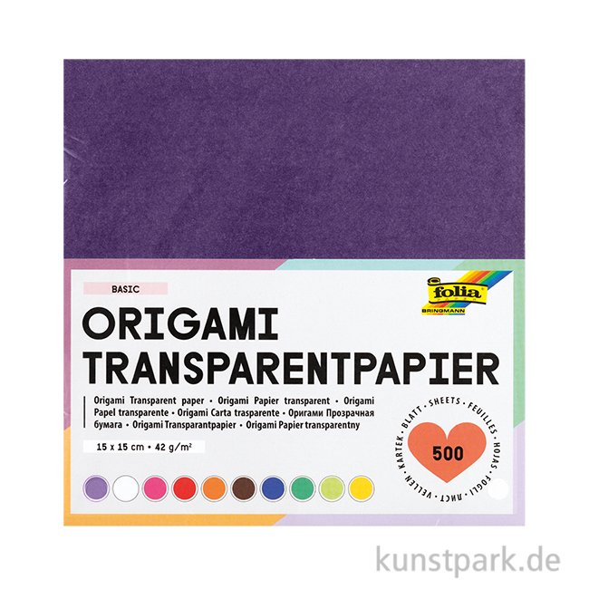 Artikelbild 1 des Artikels “Faltblätter aus Transparentpapier, 500 Blatt, 42g - farbig sortiert 15 x 15 cm“
