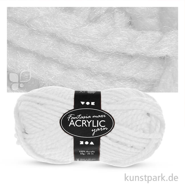 Artikelbild 1 des Artikels “Fantasia Wolle Maxi aus 100 % Polyacryl - 50 g 35 m | Weiß“