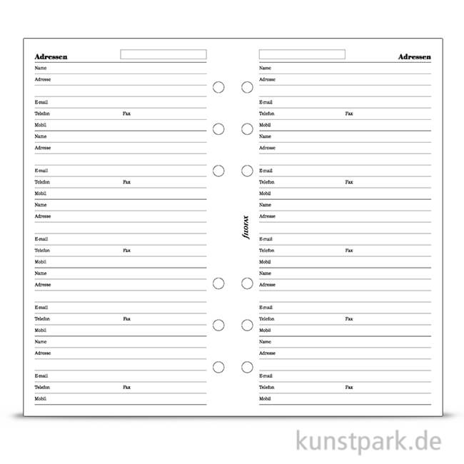 Artikelbild 1 des Artikels “FILOFAX Einlagen - Kontaktdaten, 20 Stück, 70g Personal“