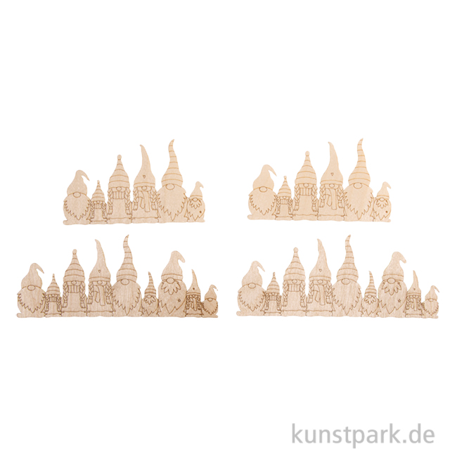 Artikelbild 1 des Artikels “Furnierholzleiste Wichtelfamilie, 9,2 x 5,4 + 13,2 x 5,4 cm, 4 Stück “