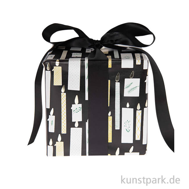 Artikelbild 1 des Artikels “Geschenkpapier - Nostalgic Christmas, Schwarz, Kerzen, 200 x 70 cm “