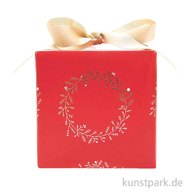 Artikelbild 1 des Artikels “Geschenkpapier - Rot mit goldenen Kränzen, 200 x 70 cm “