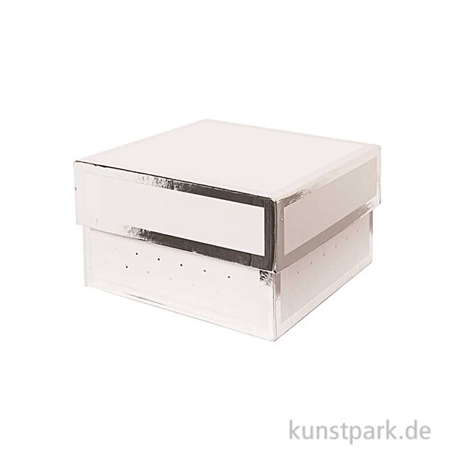 Artikelbild 1 des Artikels “Geschenkschachtel Eckig - Weiß & Silber 10 x 10 x 6 cm“