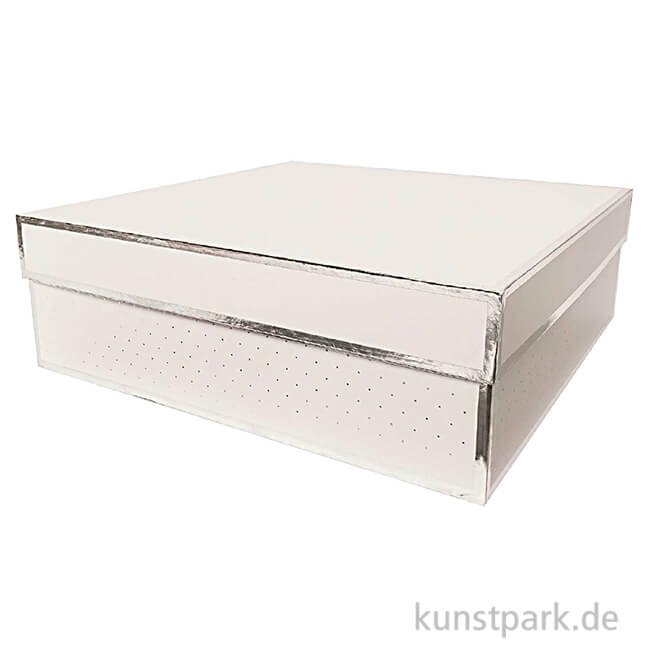Artikelbild 1 des Artikels “Geschenkschachtel Eckig - Weiß & Silber 30 x 30 x 10 cm“