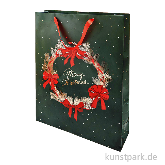 Artikelbild 1 des Artikels “Geschenktüte - Christmas, Schleifen, Kranz, 33 x 45 x 10 cm “
