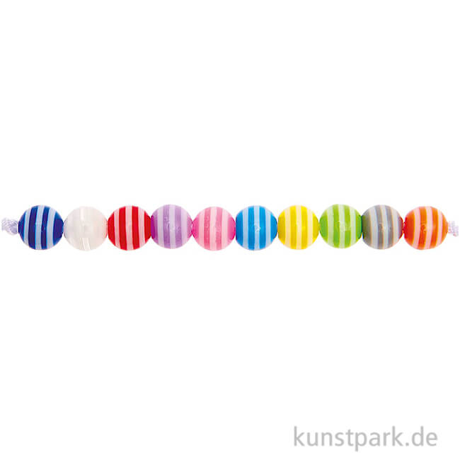 Artikelbild 1 des Artikels “Gestreifte Perlen, Multi Stripe Mix, 6 mm Durchmesser, 65 Stück “