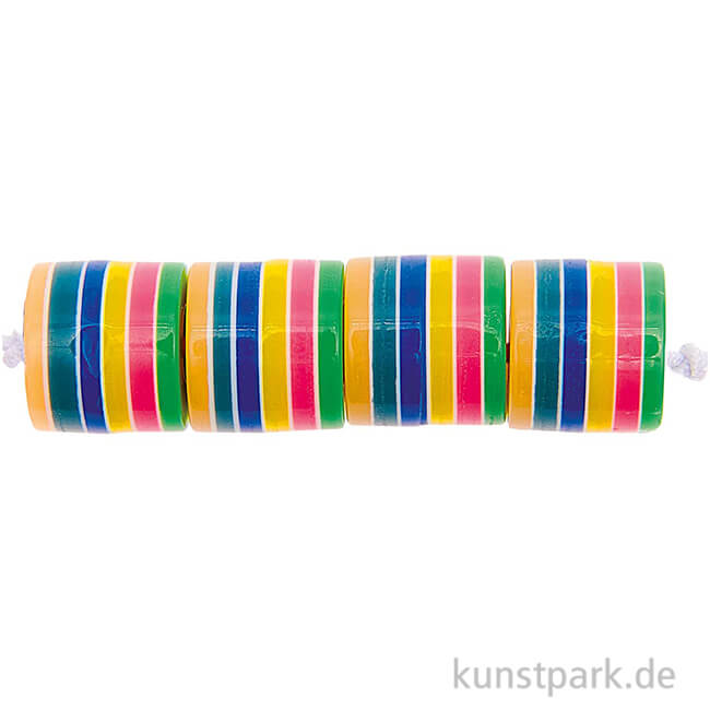 Artikelbild 1 des Artikels “Gestreifte Zylinderperlen, Rainbow Pastell, 9 x 10 mm, 21 Stück “