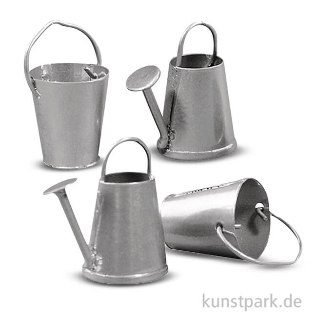 Artikelbild 1 des Artikels “Mini Gießkanne und Eimer aus Metall 2-3 cm, 4 Stück sortiert “