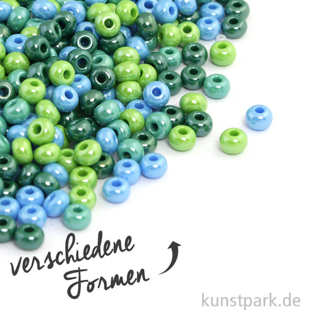 Artikelbild 1 des Artikels “Glas-Großlochradl Grün-Blau Mix, opak, 55 g “
