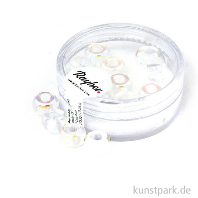 Artikelbild 1 des Artikels “Glas-Großlochradl transparent metallic - 9 mm - 14 Stück Dose | Mondstein“