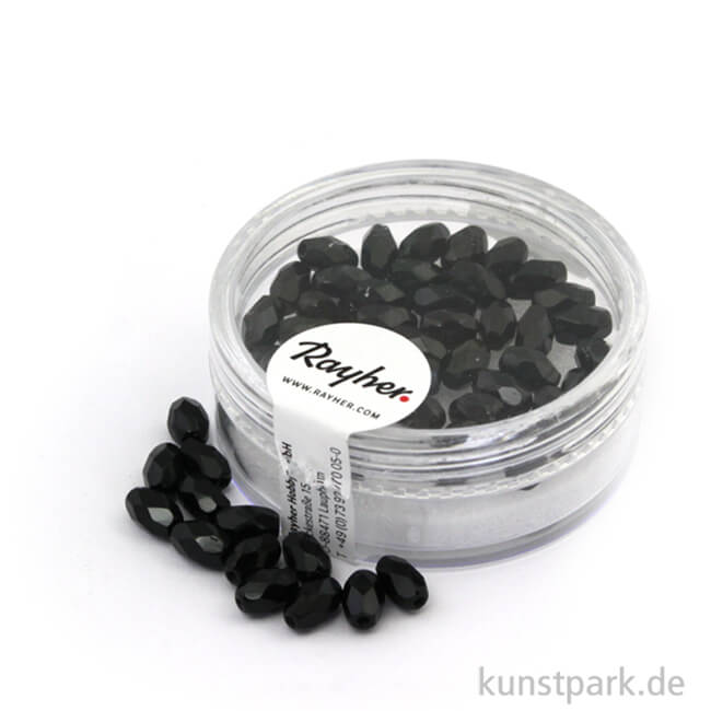 Artikelbild 1 des Artikels “Glas Schliffperle OLIVE irisierend - 6x4 mm - 50 Stück Dose | Schwarz - Nicht Irisierend“