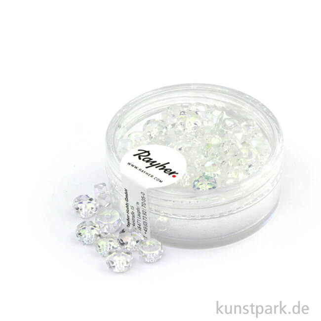 Artikelbild 1 des Artikels “Glas Schliffperle RADL irisierend - 6x3 mm - 40 Stück Dose | Bergkristall“