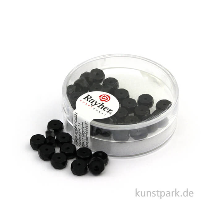 Artikelbild 1 des Artikels “Glas Schliffperle RADL irisierend - 6x3 mm - 40 Stück Dose | Schwarz - Nicht Irisierend“