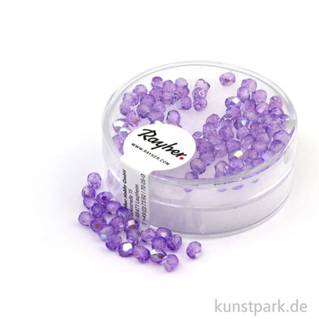 Artikelbild 1 des Artikels “Glas Schliffperlen irisierend - 3 mm - 100 Stück Dose | Flieder“