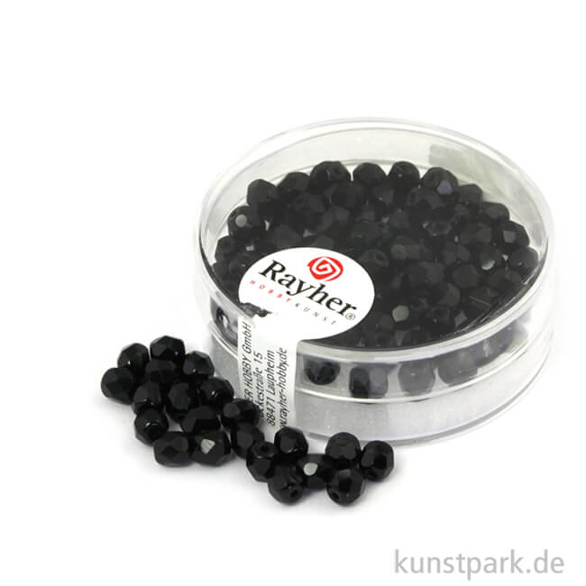 Artikelbild 1 des Artikels “Glas Schliffperlen irisierend - 4 mm - 100 Stück Dose | Schwarz - Nicht Irisierend“