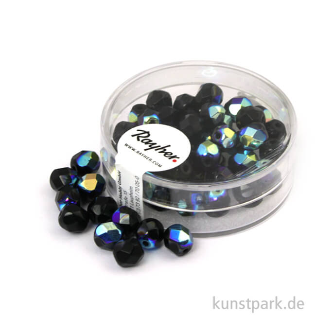 Artikelbild 1 des Artikels “Glas Schliffperlen irisierend - 6 mm - 50 Stück Dose | Onyx“