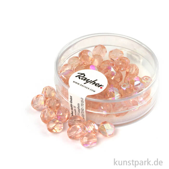 Artikelbild 1 des Artikels “Glas Schliffperlen irisierend - 6 mm - 50 Stück Dose | Rosenquarz“