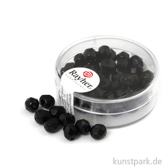 Artikelbild 1 des Artikels “Glas Schliffperlen irisierend - 6 mm - 50 Stück Dose | Schwarz - Nicht Irisierend“