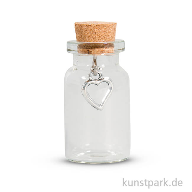 Artikelbild 1 des Artikels “Glasfläschchen mit Charm, Höhe 4,5 cm, 4 Stück Herz“