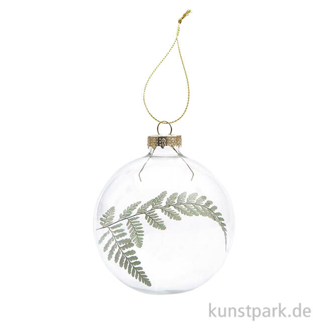 Artikelbild 1 des Artikels “Glaskugel - Baumschmuck mit Trockenfarn, 8 cm “