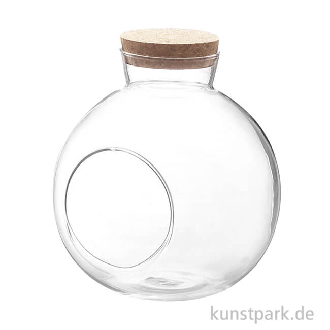 Artikelbild 1 des Artikels “Glaskugel mit Öffnung + Korkdeckel, Durchmesser 17 cm, Höhe 18 cm “