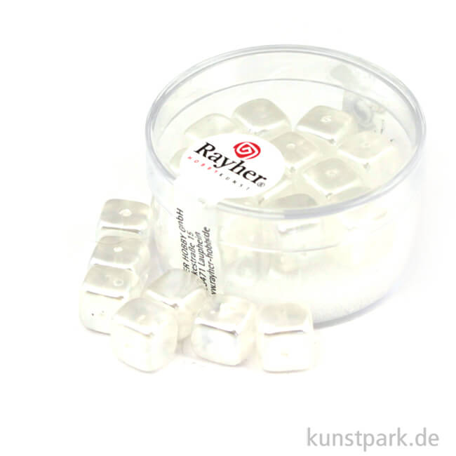 Artikelbild 1 des Artikels “Glasperlen-Würfel - 8x9 mm - 18 Stück Dose | Schneeweiß“