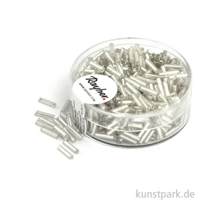 Artikelbild 1 des Artikels “Glasstifte mit Silbereinzug - 7x2 mm - 15 g Dose | Silber“