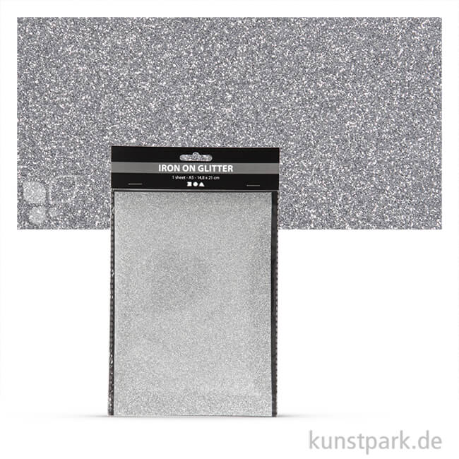 Artikelbild 1 des Artikels “Glitter Transferfolie zum Aufbügeln DIN A5 14,8 x 21 cm | Silber“