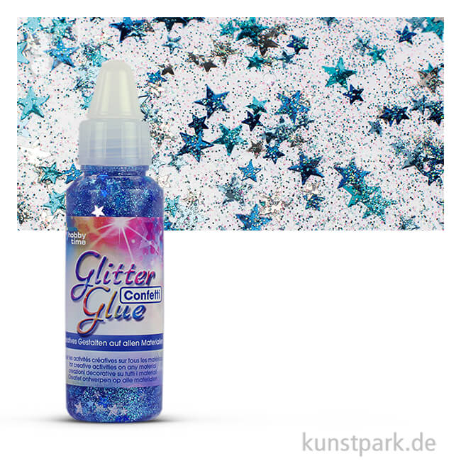 Artikelbild 1 des Artikels “Glitterglue Confetti Klebstoff 53 ml Einzelfarbe | Sterne blau-silber“