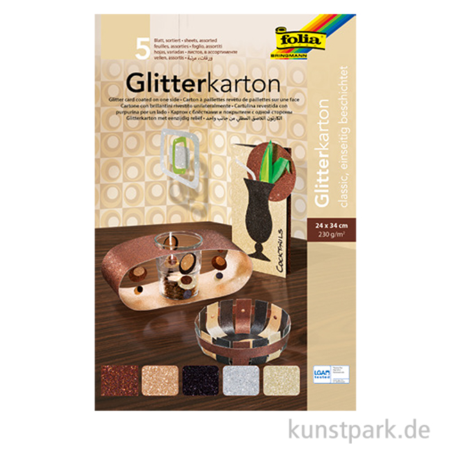 Artikelbild 1 des Artikels “Glitterkarton Classic, 24 x 34 cm, 5 Blatt farbig sortiert, 300g/m² “
