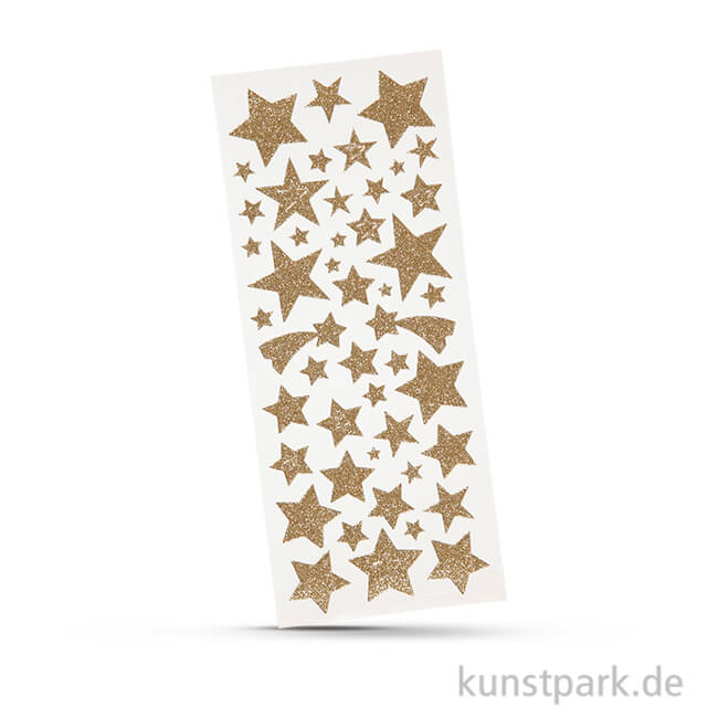 Artikelbild 1 des Artikels “Glitzer-Sticker Sterne, 2 Blatt mit verschiedenen Motiven Gold“