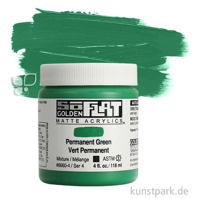 Artikelbild 1 des Artikels “GOLDEN SoFlat - Matte Acrylfarbe 118 ml | Permanent Green“