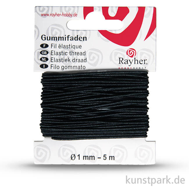 Artikelbild 1 des Artikels “Gummifaden, 1 mm, 5 Meter Schwarz“