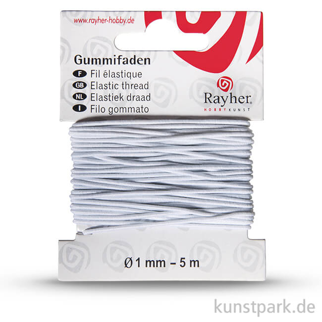 Artikelbild 1 des Artikels “Gummifaden, 1 mm, 5 Meter Weiß“