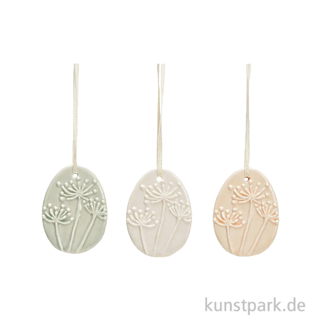 Artikelbild 1 des Artikels “Hänger Ei Blumen Dekor aus Porzellan, Sortiert, 4 x 6 cm “