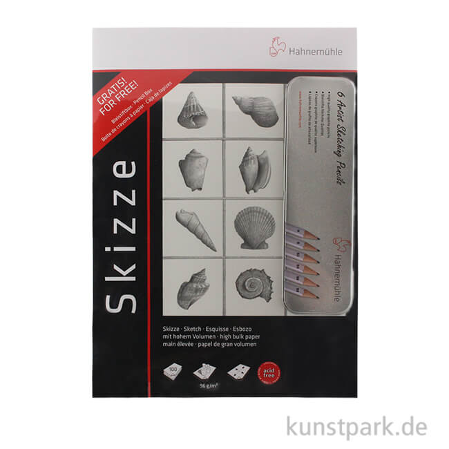 Artikelbild 1 des Artikels “Hahnemühle Zeichenset - 2 Skizzenblöcke A4 (100 Blatt) + 6 Bleistifte “