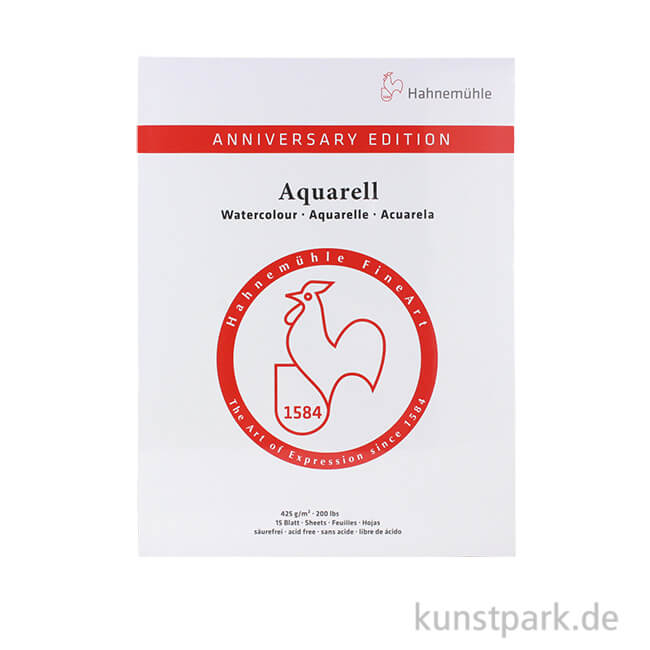 Artikelbild 1 des Artikels “Hahnemühle ANNIVERSARY Aquarellblock, 15 Blatt, 425g, matt 24 x 32 cm“