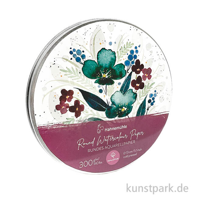 Artikelbild 1 des Artikels “Hahnemühle Aquarellpapier Rund in Metallbox, 13 cm, 30 Blatt, 300g “
