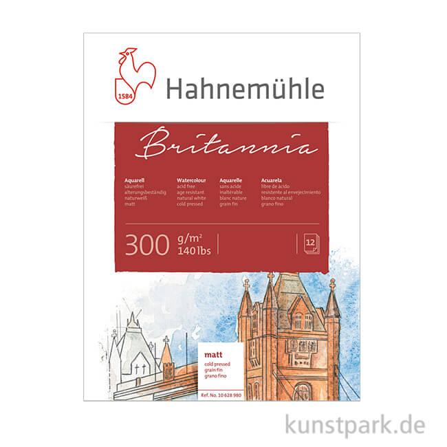 Artikelbild 1 des Artikels “Hahnemühle BRITANNIA Aquarellblock, 12 Blatt, 300g matt 30 x 40 cm“
