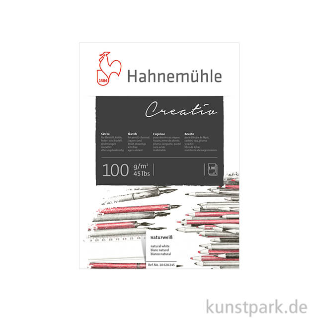 Artikelbild 1 des Artikels “Hahnemühle CREATIV Skizzenblock, 100g, fein, geleimt DIN A3 (100 Blatt)“
