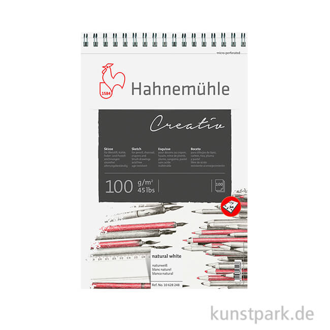 Artikelbild 1 des Artikels “Hahnemühle CREATIV Skizzenblock, 100g, fein, Spiral DIN A3 (100 Blatt)“
