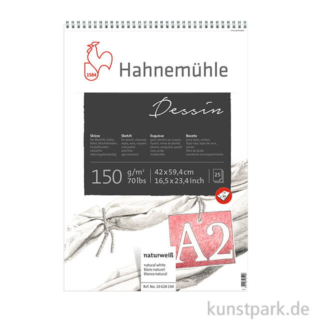 Artikelbild 1 des Artikels “Hahnemühle DESSIN Skizzenpapier, 25 Blatt, 150g, spiral DIN A2“