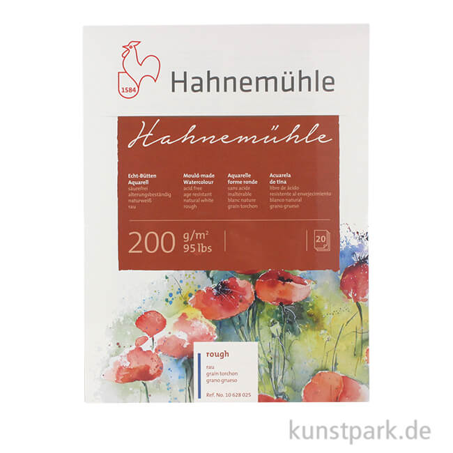 Artikelbild 1 des Artikels “Hahnemühle Echt-Bütten Aquarellblock, 20 Blatt, 200g rau 30 x 40 cm“