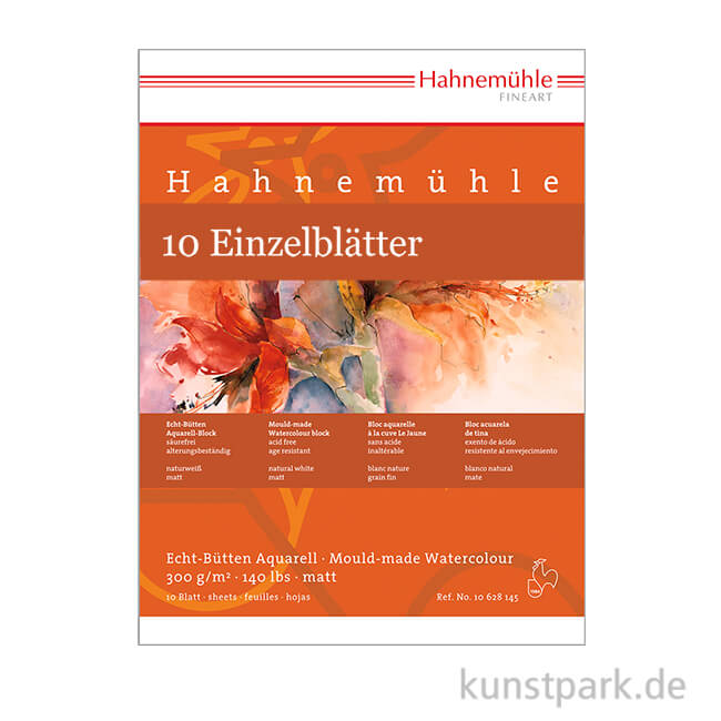 Artikelbild 1 des Artikels “Hahnemühle Echt Bütten Aquarellpapier, 10 Bogen, 300g matt 50 x 65 cm“