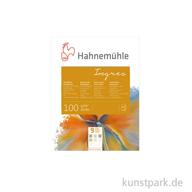 Artikelbild 1 des Artikels “Hahnemühle Echt-Bütten INGRES Pastellpapier, 20 Blatt, 100g, 9 Farben 24 x 31 cm“